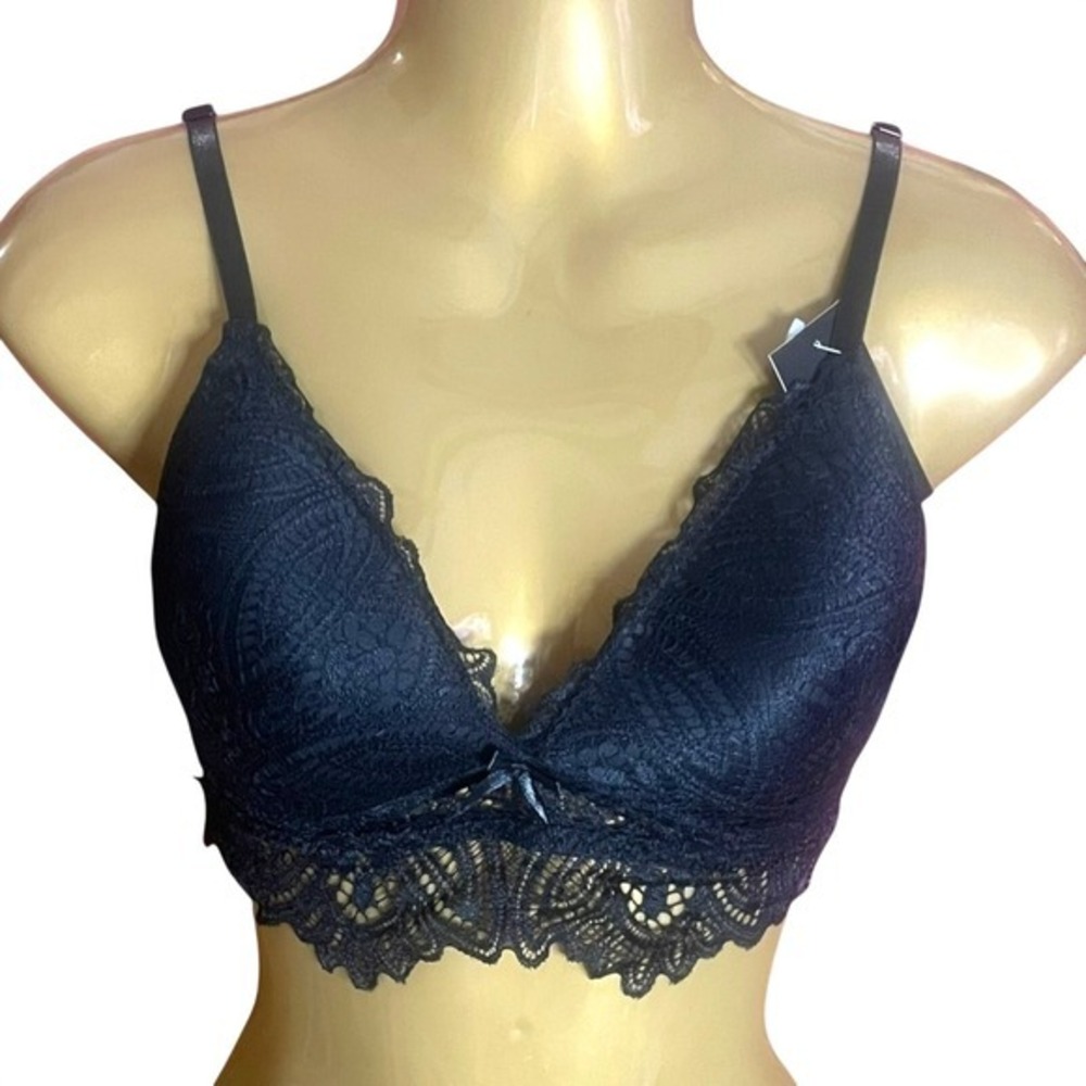 Frederick's Finley Black Lace Bralette Layering Coquette Softgirl NWT XL Plus